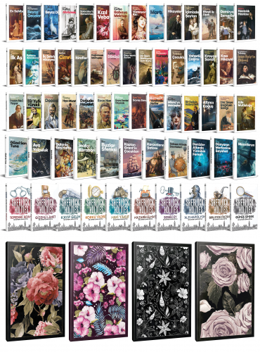 64 Dünya Klasiği ve Çiçekli Çizgili Defter Seti -1 - Halkkitabevi