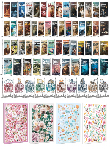 64 Dünya Klasiği ve Çiçekli Çizgili Defter Seti -2 - Halkkitabevi