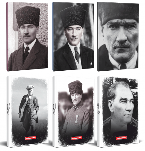 6lı Atatürk 64 Sayfa 13,5x19,5cm Defter ve 176 Sayfa Planlama Defteri Seti -1