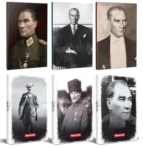 6lı Atatürk 64 Sayfa 13,5x19,5cm Defter ve 176 Sayfa Planlama Defteri 