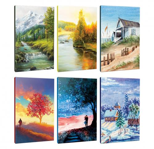 6lı Manzara Temalı 13,5x19,5cm 64 Sayfa Çizgili Okul Defteri Seti -10 