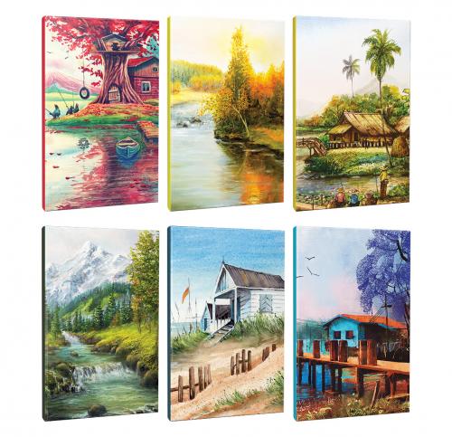 6lı Manzara Temalı 13,5x19,5cm 64 Sayfa Çizgili Okul Defteri Seti -2 -