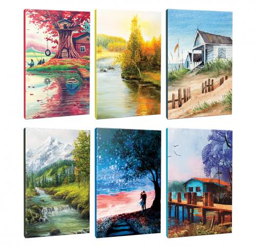 6lı Manzara Temalı 13,5x19,5cm 64 Sayfa Çizgili Okul Defteri Seti -8 -