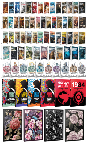 70 Dünya Klasiği ve Çiçekli Çizgili Defter Seti -1 - Halkkitabevi