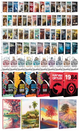 70 Dünya Klasiği ve Manzara Temalı 64 Sayfa Çizgili Defter Seti -1 - H