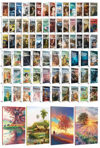 72 Dünya Klasiği ve Manzara Temalı 64 Sayfa Çizgili Defter Seti -1 - H