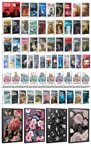 75 Dünya Klasiği ve Çiçekli Çizgili Defter Seti -1 - Halkkitabevi