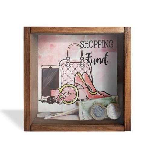 Camlı Ahşap Kumbara Fashion - Halkkitabevi