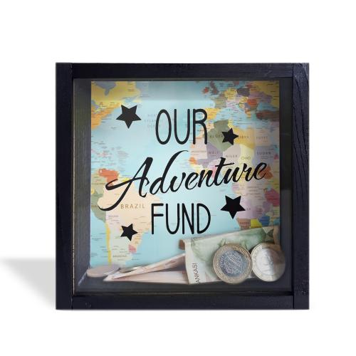 Camlı Ahşap Kumbara Adventure Siyah - Halkkitabevi