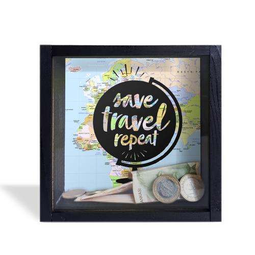 Camlı Ahşap Kumbara Dünya Turu Siyah - Halkkitabevi Camlı Ahşap Kumbara Dünya Turu Siyah - Halkkitabevi