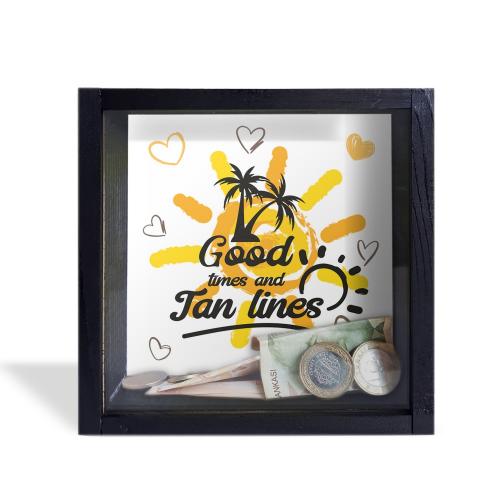 Camlı Ahşap Kumbara Yaz Tatili Siyah - Halkkitabevi