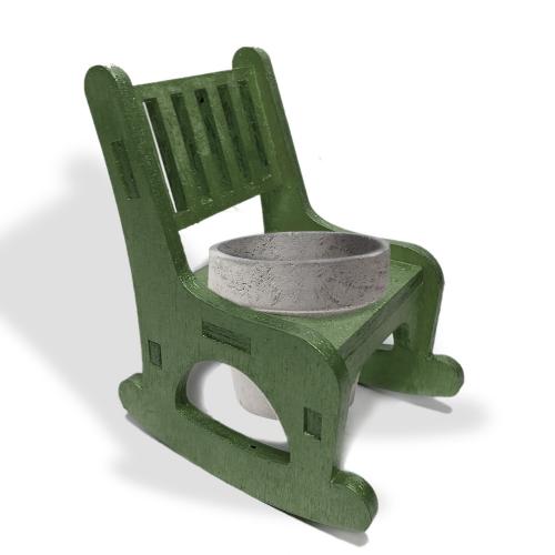 Lora Beton Saksılı Sallanan Sandalyeli Çiçeklik, Çimen Yeşili - Halkki