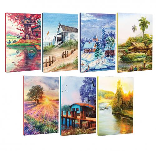 7li Manzara Temalı 13,5x19,5cm 64 Sayfa Çizgili Okul Defteri Seti -2 -
