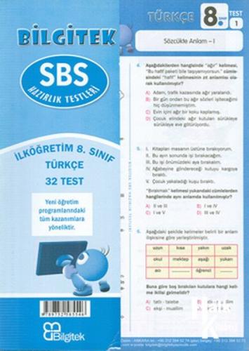 8.Sınıf Türkçe SBS Çek Kopar Yaprak Test - Bilgitek