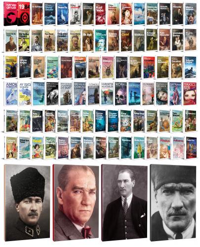 88 Dünya Klasiği ve Atatürk Temalı 64 Sayfa Çizgili Defter Seti -1