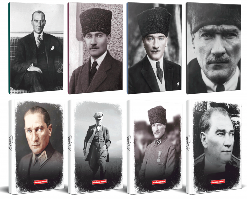 8li Atatürk 64 Sayfa 13,5x19,5cm Defter ve 176 Sayfa Planlama Defteri Seti -1