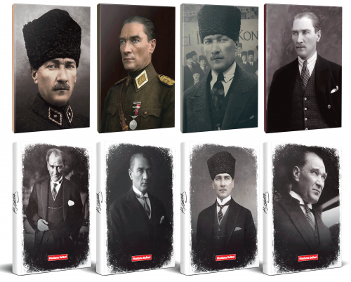 8li Atatürk 64 Sayfa 13,5x19,5cm Defter ve 176 Sayfa Planlama Defteri Seti -8