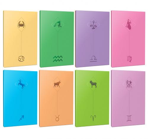8li Burç-Astroloji Temalı 13,5x19,5cm 64 Sayfa Çizgisiz Defter Seti -1