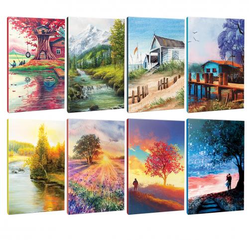 8li Manzara Temalı 13,5x19,5cm 64 Sayfa Çizgili Okul Defteri Seti -3 -
