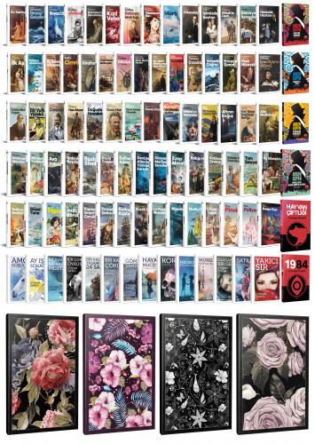 93 Dünya Klasiği ve Çiçekli Çizgili Defter Seti -1 - Halkkitabevi