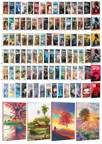 93 Dünya Klasiği ve Manzara Temalı 64 Sayfa Çizgili Defter Seti -2 - H