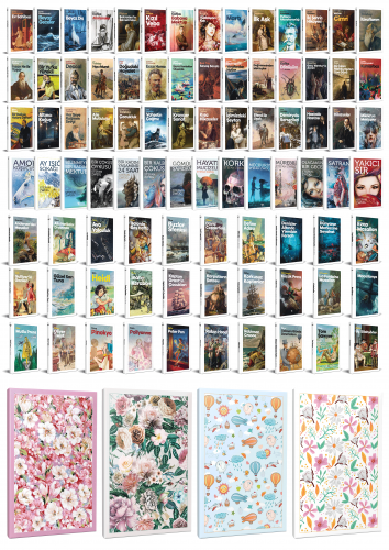 96 Dünya Klasiği ve Çiçekli Çizgili Defter Seti -2 - Halkkitabevi