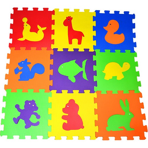 9 Parça Büyük Boy Hayvanlı Sünger Yapılı Oyun Karosu Yer Matı Puzzle Y