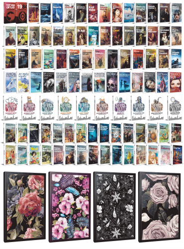 98 Dünya Klasiği ve Çiçekli Çizgili Defter Seti -1 - Halkkitabevi