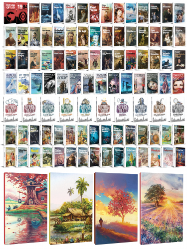 99 Dünya Klasiği ve Manzara Temalı 64 Sayfa Çizgili Defter Seti -2 - H