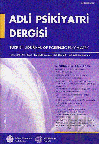 Adli Psikiyatri Dergisi – Cilt:1 Sayı:3 Temmuz 2004 - Halkkitabevi