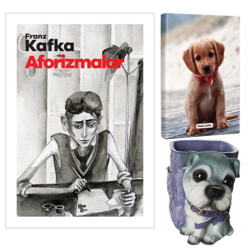 Aforizmalar - Franz Kafka ve Dekoratif Köpek Kalemlik - Masum Köpek Planlama Defteri