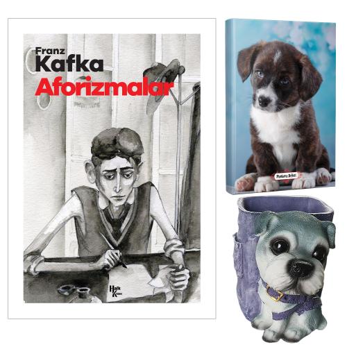 Aforizmalar - Franz Kafka ve Dekoratif Köpek Kalemlik - Minik Arkadaş Planlama Defteri