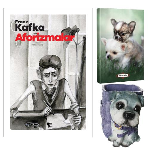 Aforizmalar - Franz Kafka ve Dekoratif Köpek Kalemlik - Minik Dostlar Planlama Defteri