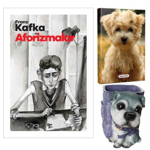 Aforizmalar - Franz Kafka ve Dekoratif Köpek Kalemlik - Neşeli Yüz Planlama Defteri