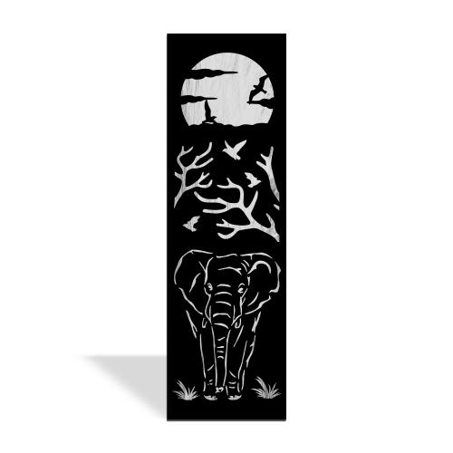 Afrikada Fil Temalı 2 Katlı Ahşap Oyma Tablo Gümüş & Siyah - Halkkitab