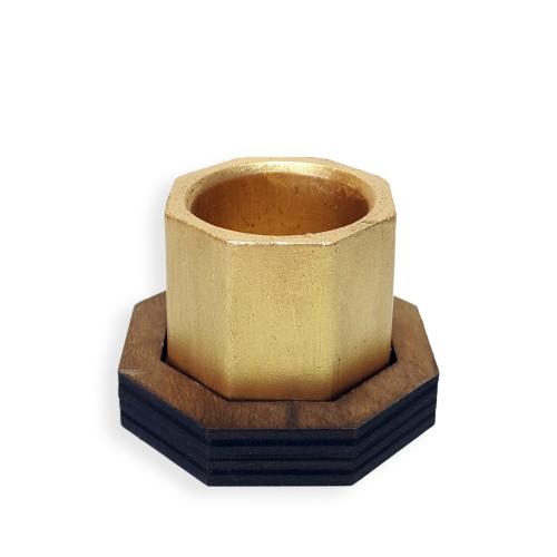 Ahşap Ayaklı 6gen Beton Saksı Altın Model 1 - Halkkitabevi Ahşap Ayaklı 6gen Beton Saksı Altın Model 1 - Halkkitabevi