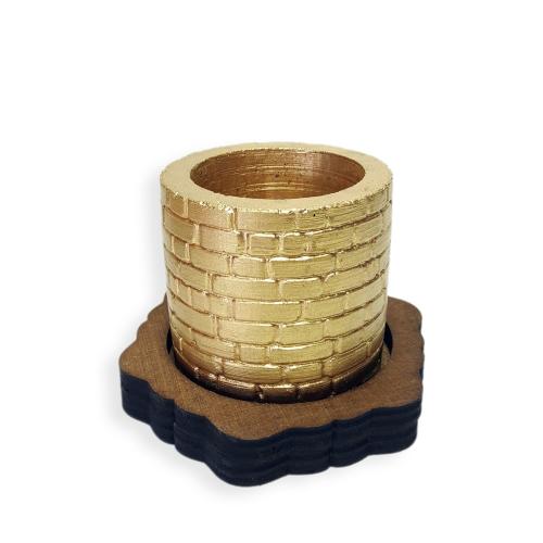 Ahşap Ayaklı, Duvar Desenli Beton Saksı Altın - Halkkitabevi Ahşap Ayaklı, Duvar Desenli Beton Saksı Altın - Halkkitabevi