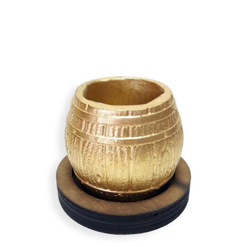 Ahşap Ayaklı, Fıçı Desenli Beton Saksı Altın - Halkkitabevi Ahşap Ayaklı, Fıçı Desenli Beton Saksı Altın - Halkkitabevi