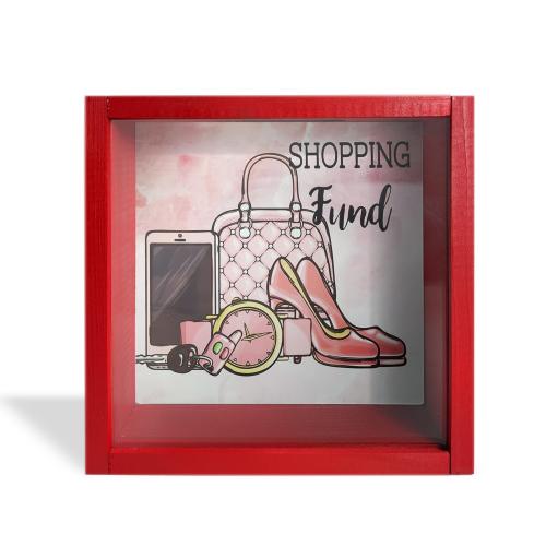 Camlı Ahşap Kumbara Fashion Kırmızı - Halkkitabevi