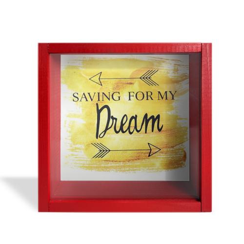 Camlı Ahşap Kumbara Dream Kırmızı - Halkkitabevi