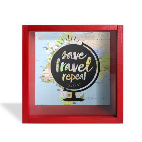 Camlı Ahşap Kumbara Dünya Turu Kırmızı - Halkkitabevi