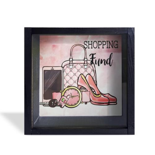 Camlı Ahşap Kumbara Fashion Siyah - Halkkitabevi