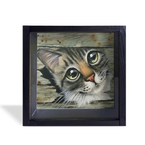 Camlı Ahşap Kumbara Kedicik Siyah - Halkkitabevi