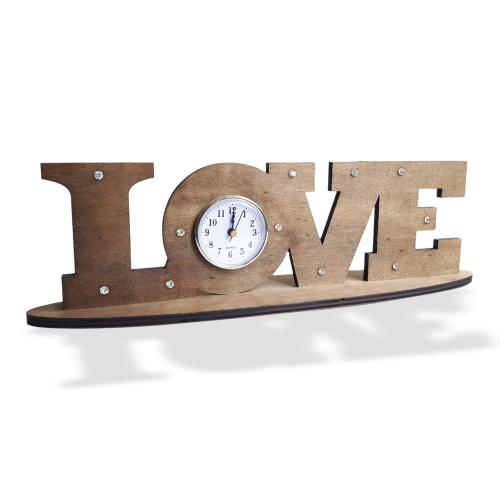 Ahşap Love Yazılı Saatli Oda Süsü - Halkkitabevi