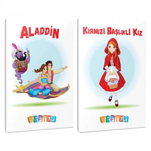 Aladdin ve Kırmızı Başlıklı Kız 2'li 64 Sayfa 13,5x19,5 Okul Defteri Seti