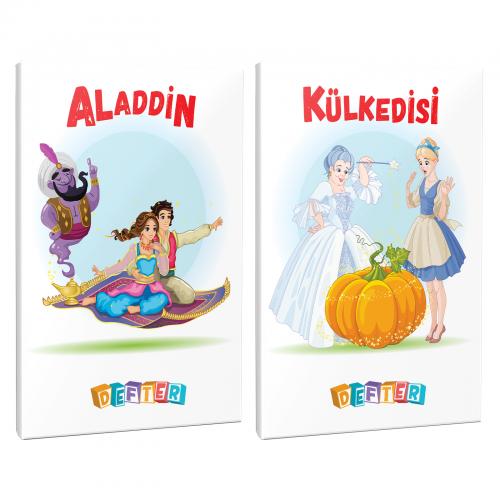 Aladdin ve Külkedisi 2'li 64 Sayfa 13,5x19,5 Okul Defteri Seti