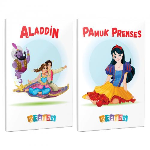Aladdin ve Pamuk Prenses 2'li 64 Sayfa 13,5x19,5 Defter Seti