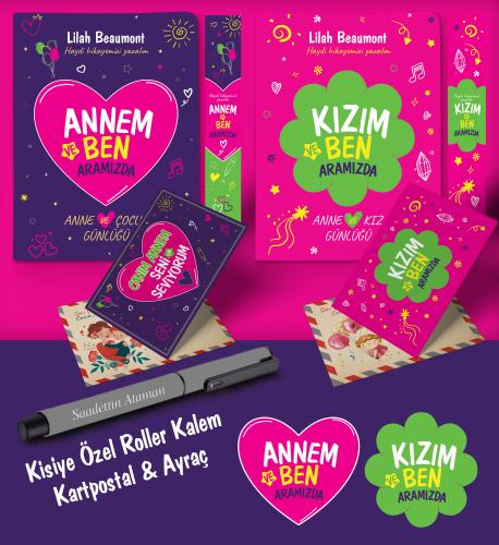 Anne - Kız Aramızda Ayraç Kartpostal Kişiye Özel Kalem - Gri - Halkkit