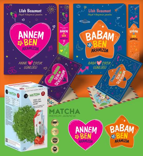 Annem - Babam ve Ben Aramızda Ayraç Kartpostal - Çilekli Matcha Çayı