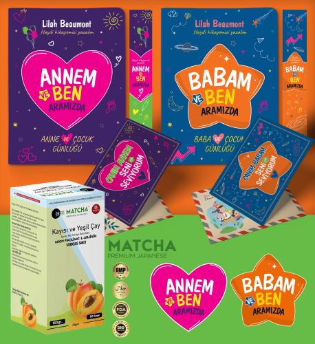 Annem - Babam ve Ben Aramızda Ayraç Kartpostal - Kayısı Matcha Çayı